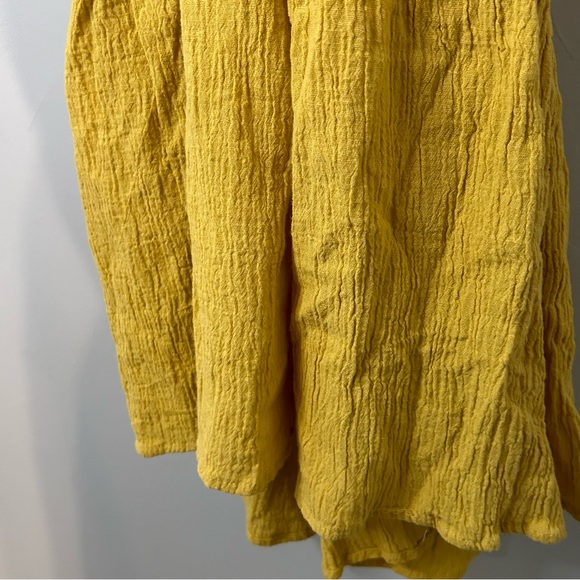 ASTR Mustard Yellow Puff Sleeve Cutout Open Back Midi Dress - Picture 3 of 9